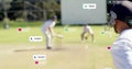 Animation of digital data processing over diverse cricketers on field