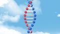 Animation of dna strand spinning ver clouds and sky