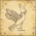 Animation drawing: sacred Egyptian Falcon bird in crown.