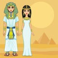 Animation Egyptian family in ancient clothes. Royalty Free Stock Photo