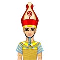 Animation Egyptian Pharaohn the crown of united Egypt and military armor.