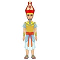 Animation Egyptian Pharaohn the crown of united Egypt and military armor.