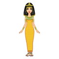 Animation Egyptian princess in ancient clothes and gold jewelry. Royalty Free Stock Photo