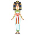 Animation Egyptian princess in ancient clothes and wig, gold jewelry. Royalty Free Stock Photo