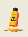 Animation Featuring a Bright Yellow Bleach Bottle With a Spill and a Warning Light Emphasizing Caution About Hazardous Royalty Free Stock Photo