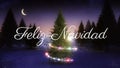 Animation of felix navidad christmas greetings over christmas tree
