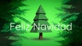 Animation of felix navidad text and snow fallling over spinning christmas tree and branches