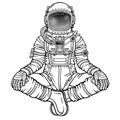 Animation figure of the astronaut sitting in a Buddha pose.