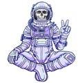 Animation figure of the astronaut skeleton sitting in Buddha pose. Royalty Free Stock Photo