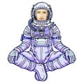 Animation figure of the man astronaut sitting in a Buddha pose. Royalty Free Stock Photo