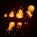 Animation of fire, flame, explosion. Sprite fire for game design.