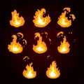 Animation of fire, flame, explosion. Sprite fire for game design.