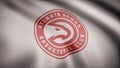 Animation of flag with symbol of Basketball Atlanta Hawks. Editorial animation