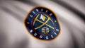 Animation of flag with symbol of Basketball Denver Nuggets. Editorial animation