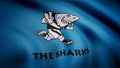 Animation of flag with symbol of Rugby Sharks. Editorial animation