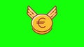 Animation of flying euro coin which is shoot down by arrow, currency depreciation concept. Flat design style HD animation with gre