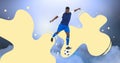 Animation of football player with ball over yellow splodges