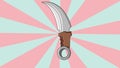 The animation forms an Indonesian Minangkabau karambit icon with a rotating background