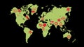 Animation germ and pathogen for human disease spreading on the world map background