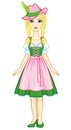 Animation girl in ancient Bavarian dress and a hat.