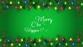 Animation green Christmas frame and greenbackground.