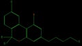 Animation green line draws the cannabinol molecule