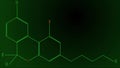 Animation green line draws the cannabinol molecule