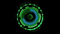 Animation greenloading circle target on a black background.