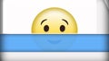 Animation of happy emoji icon over moving lines on wite background