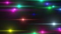 Animation of horizontal multi colored lights blink randomly on a black background. Computer generated background 3d Royalty Free Stock Photo