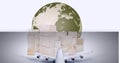 Animation of icons, cardboard boxes, airplane and globe