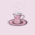 animation, illustration a lively and cheerful mug of tea with a saucer