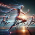 Animation Implied Blurred motion trails figures in mid action dy Royalty Free Stock Photo