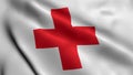 Animation of The International Red Cross and Red Crescent Movement Flag. Realistic Fabric Texture Satin Red Cross Flag Background Royalty Free Stock Photo