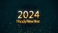 2024 animation Isolated on Black background, Festive illustration of golden metallic numbers. Animated text that says