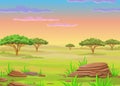 Animation landscape of the African savanna.