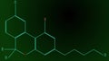 Animation light blue line draws the cannabinol molecule