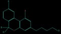 Animation light blue line draws the cannabinol molecule