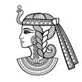 Animation linear portrait of beautiful Egyptian woman. Profile view.