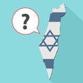 Animation of a long shadow Israel map with its flag and a comic