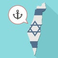 Animation of a long shadow Israel map with its flag and a comic Royalty Free Stock Photo