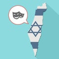 Animation of a long shadow Israel map with its flag and a comic