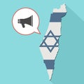 Animation of a long shadow Israel map with its flag and a comic Royalty Free Stock Photo