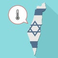 Animation of a long shadow Israel map with its flag and a comic