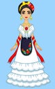 Animation Mexican girl in a festive dress.