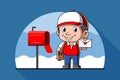 The Mr. postman holding the mail in his hand
