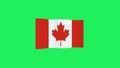 Animation the national flag of Canada on green background.