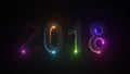 Animation of numbers 2018. Running lights on the contour. Merry Christmas and Happy New Year!