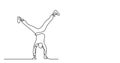 Animation of one line drawing of couple doing handstand