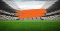 Animation of orange squiggle with copy space over sports stadium